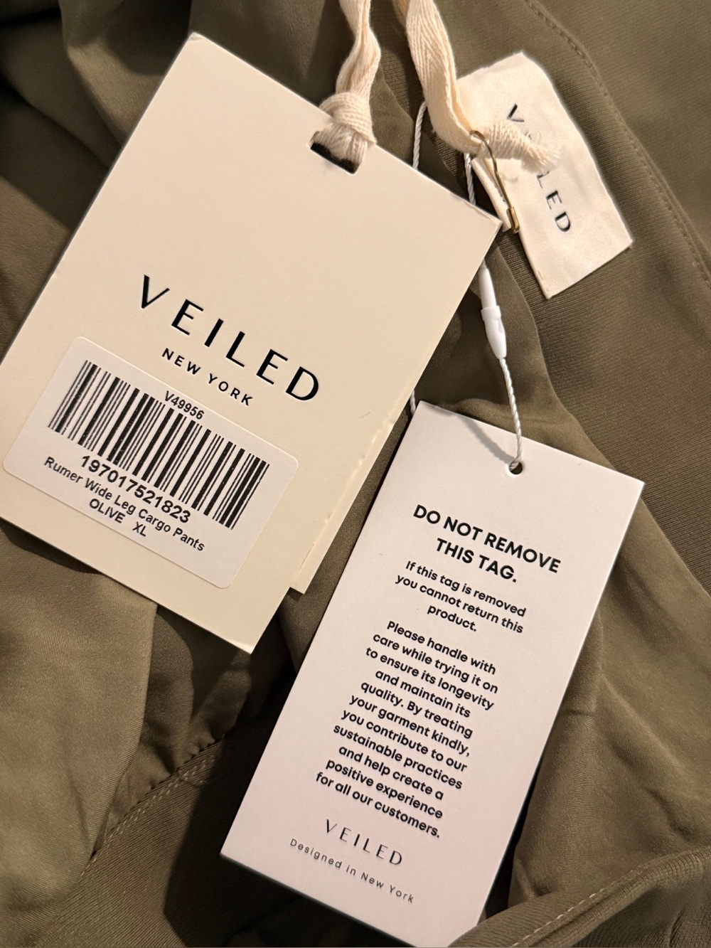 NWT Veiled Rumer Wide Leg Cargo Pants Olive Utility High Rise XL - Picture 4 of 6